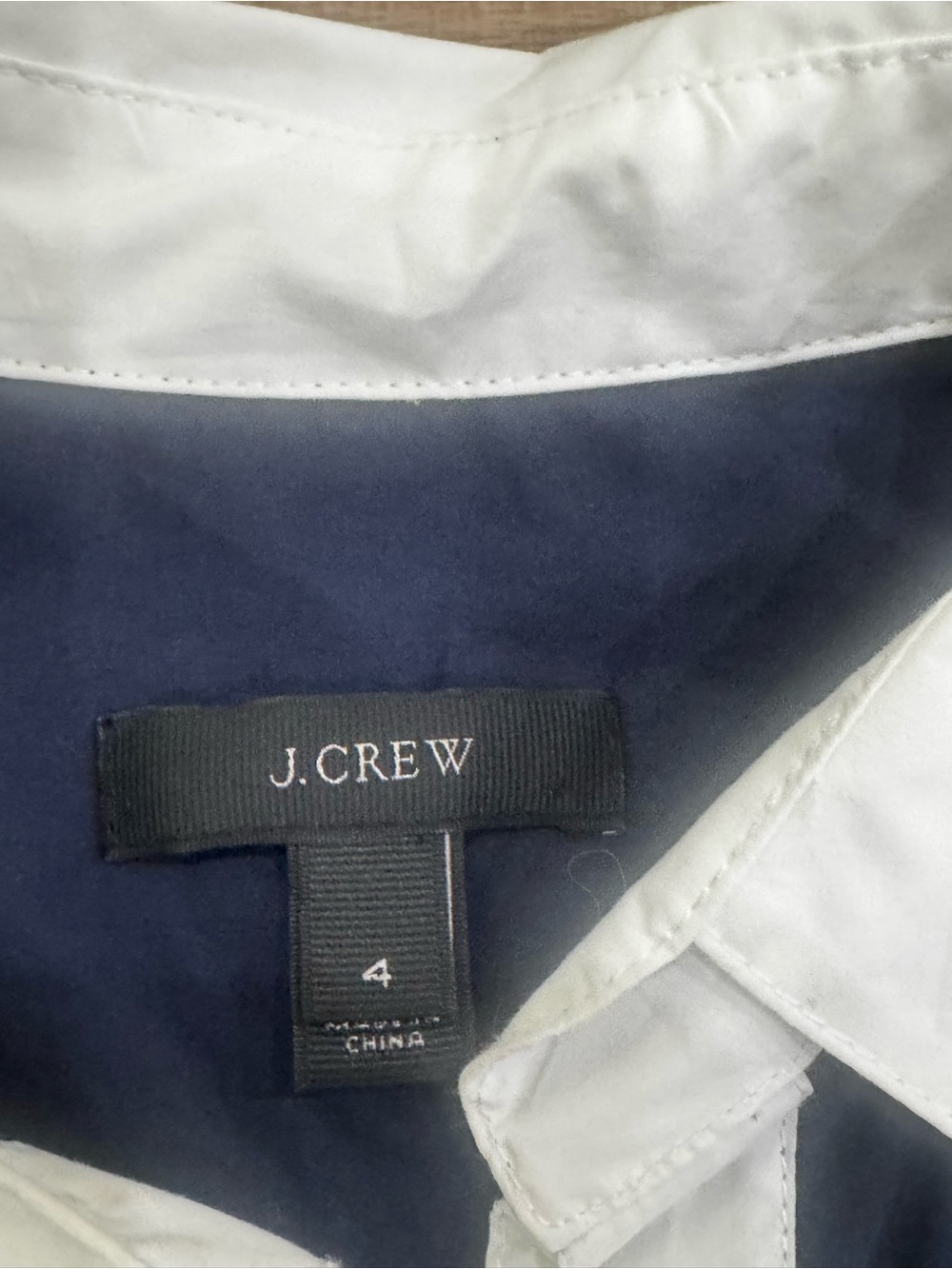 J.Crew Navy & White Contrast Trim Cotton Shift Tunic Dress Size 4 - Picture 4 of 5